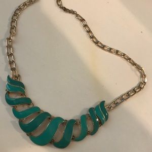 teal and gold necklace